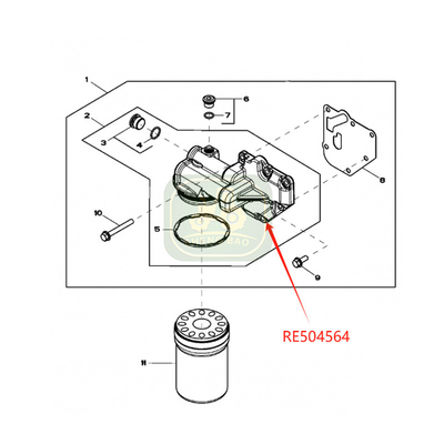 سیستم موتور RE504564 R502505 سر فیلتر روغن برای تراکتورهای جان دیر