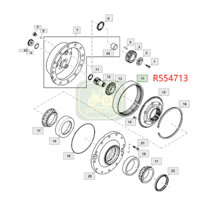 سیستم راننده 70T R554713 R229687 چرخ دنده برای تراکتور JD