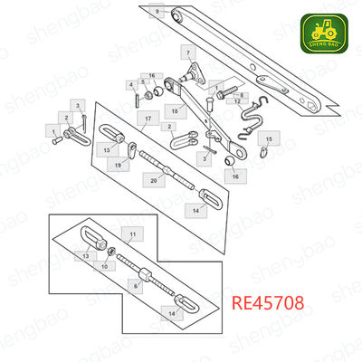 قطعات اتصال سه نقطه‌ای RE45708 SJ24944 زنجیر نوسانی برای تراکتور