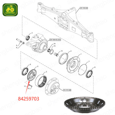 قطعات محور جلو 84259703 دنده حلقوی 60T برای تراکتور